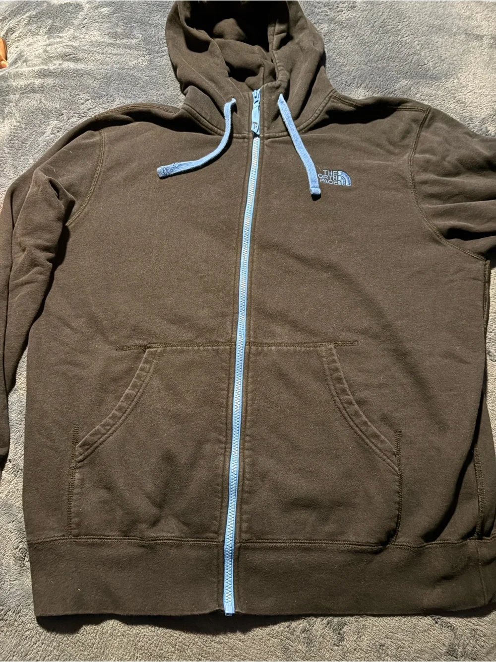 The North Face Black Hoodie with Light Blue Trim